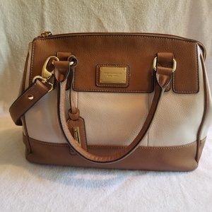 Tignanello Leather Shoulder Bag, Brown and Cream